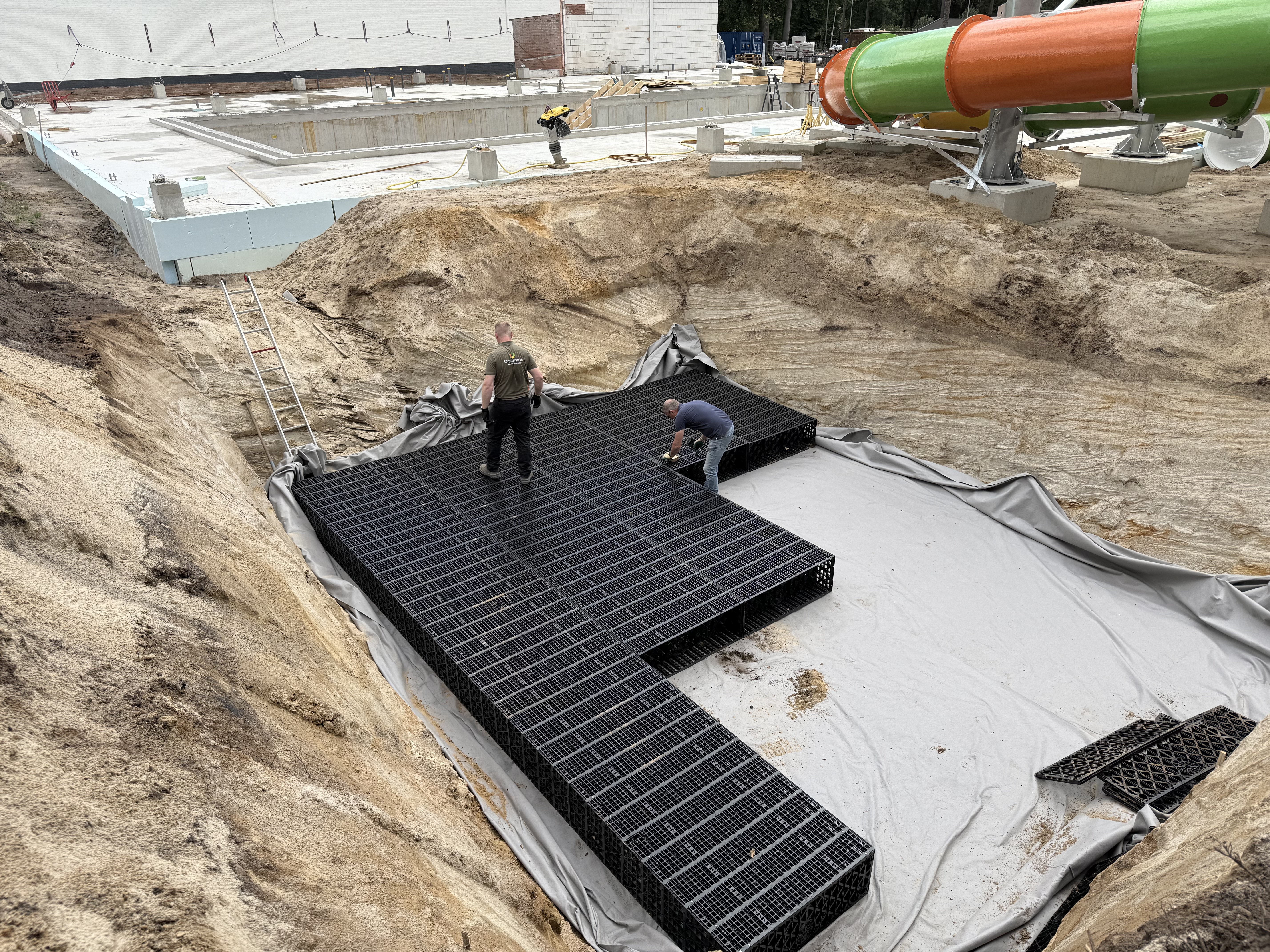 Installatie van Heitker infiltratiekratten bij Camping Ommerland