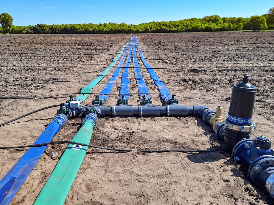 Drip-irrigatie in het veld – aanzicht 1