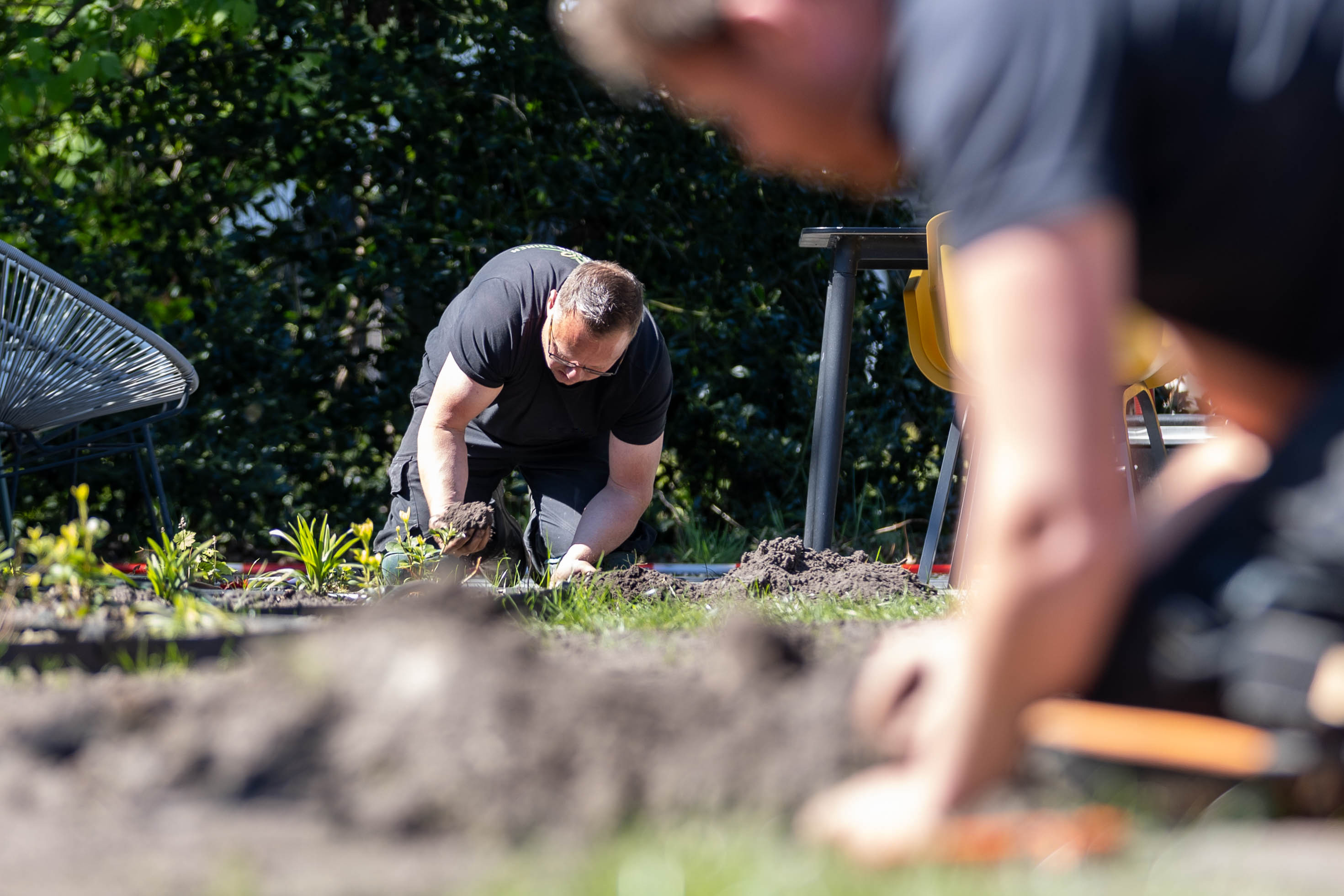 Projectfoto van de aanleg van tuinberegening in IJhorst